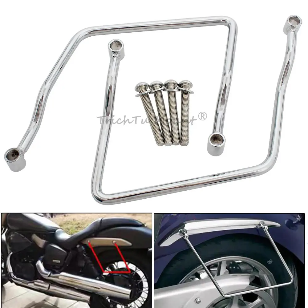 

Для Honda Shadow Yamaha Suzuki Kawasaki 2x Универсальный 14-24 см седельная сумка, опорный кронштейн, боковой держатель для багажника, крепления для штанг