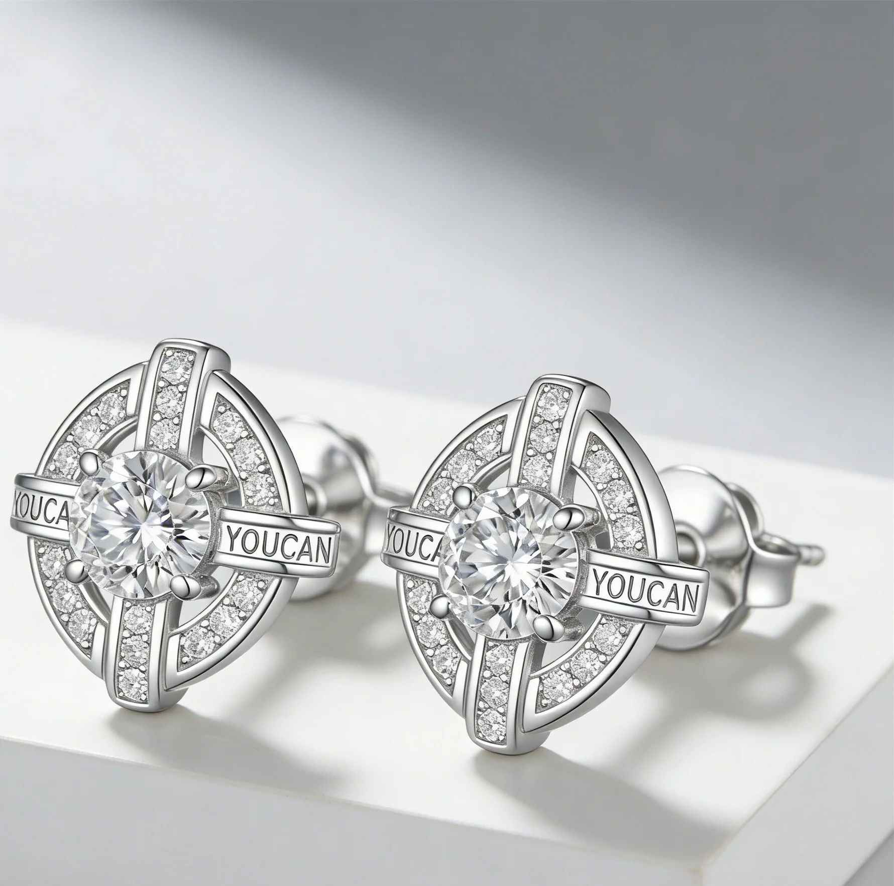 

Silver 925 Mossanite Inlay Earring - Elegant Jewelry Accessory