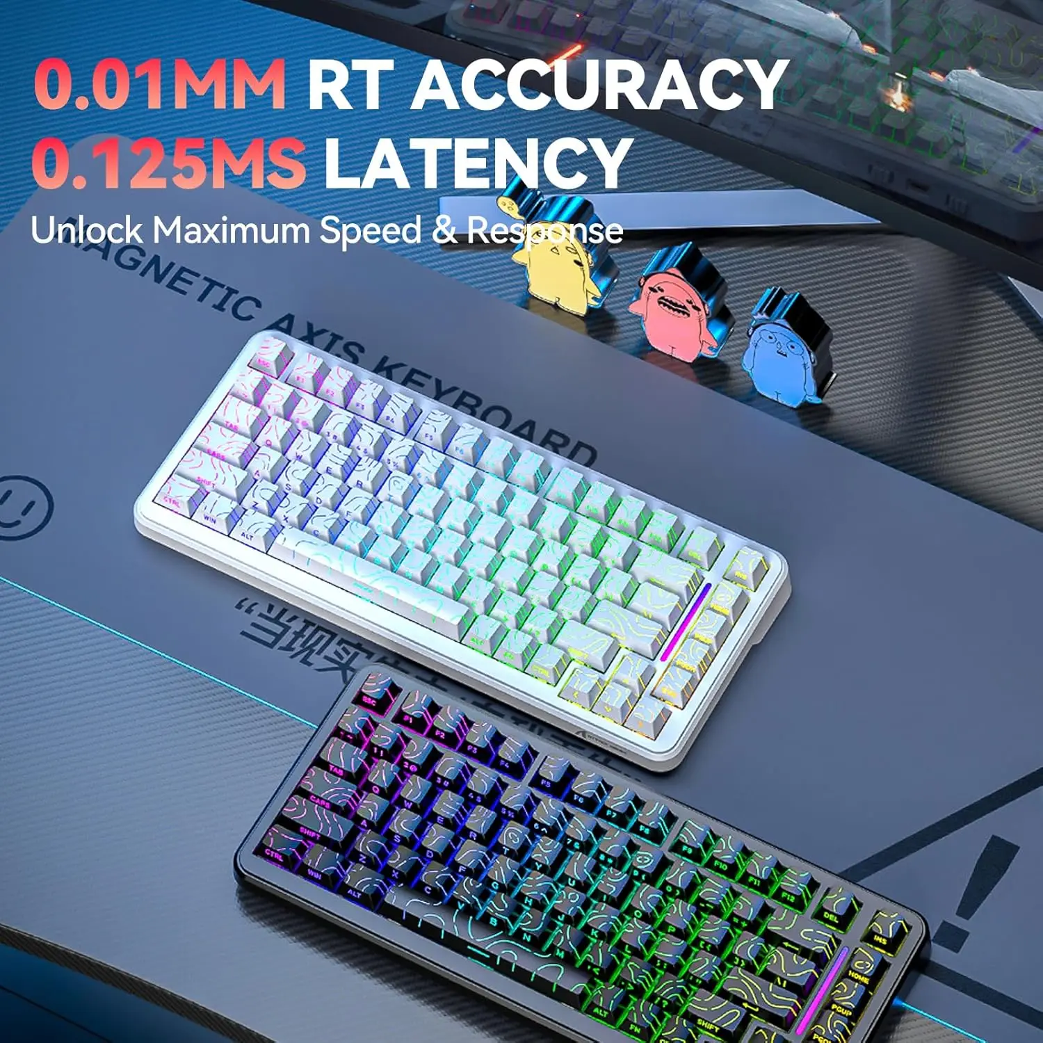 MAMBASNAKE M82 เขา Hall Effect คีย์บอร์ด, 8Khz Polling 0.01 มม. ทริกเกอร์แบบปรับได้ 0.125ms, Hot-Swappable RGB Backlit ด้านข้าง