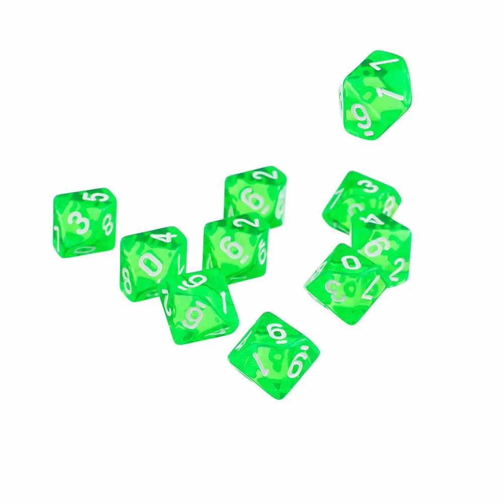 

Набор из 10 акриловых игральных костей D10 для карточных и настольных игр, развлечений и KTV