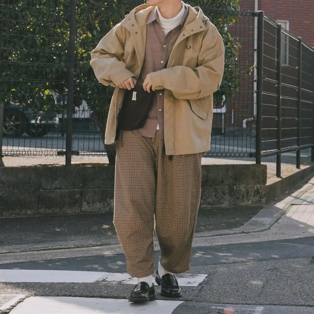 Thickened Double Layer Wool Blend Casual Pants Straight Leg Loose Fit Warm Elastic Waist Tweed Pattern Men Women Autumn Leisu...