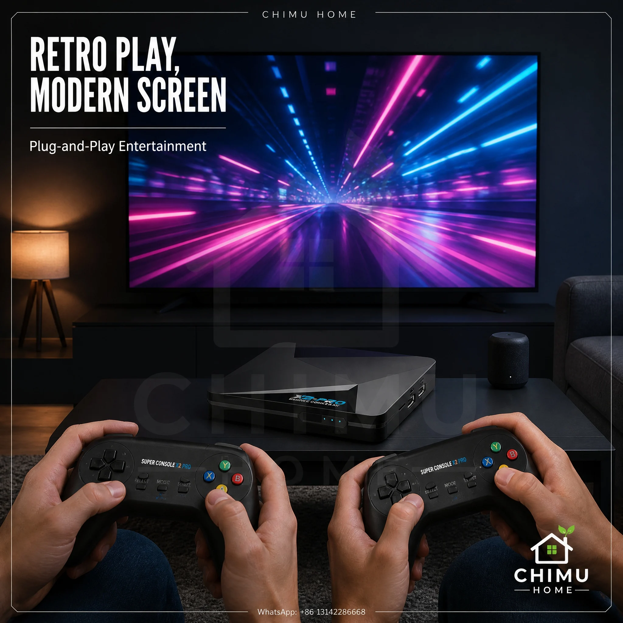 【CHIMU HOME】X2 Pro 256GB Game Console, 2 Wireless Controllers, 100000+ Games, 60+ Emulators, 4K 60Hz, EmuELEC 4.5 Android 9.0