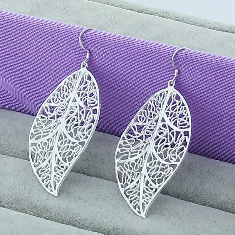 

CHUANGCHENG Earrings rings silver 925 Leaf Stud Earrings For Women Wedding Party Gift Accessories Not Allergic Fashion Jewelry