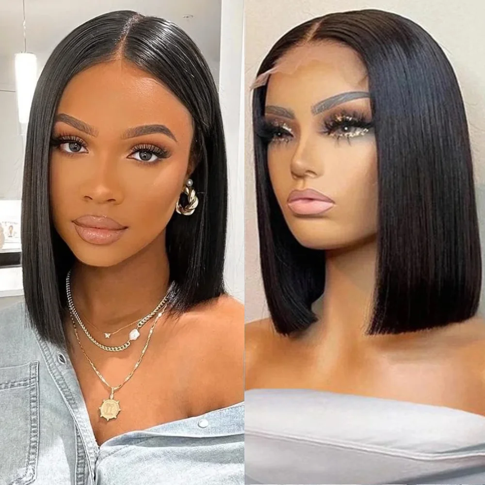 8 16 inch Straight Bob Wig Short Human Hair 5x5 13x4 13x6 HD Lace 200 Density Frontal Pre Plucked Natural Black Women Wigs