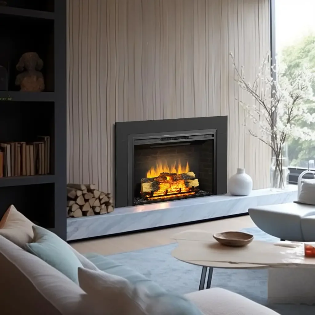 Carl 39 Inches with Trim Kit, Electric Fireplace Insert, Fireplace Heater 750/1500W, Fire Crackling Sound, Adjustable