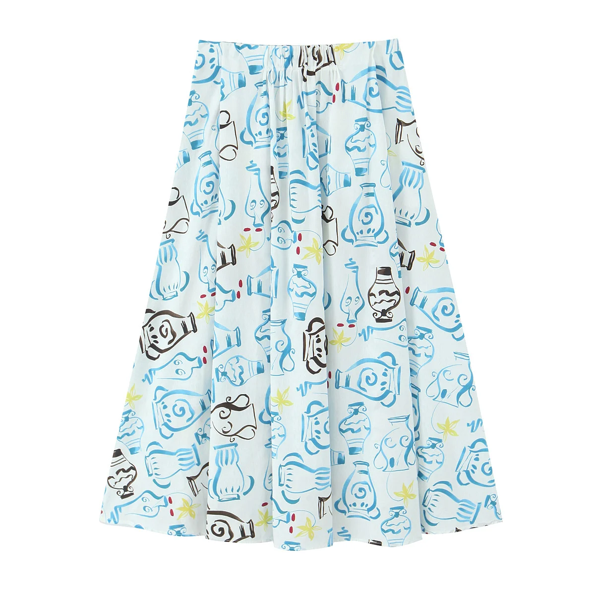 

Элегантная женская мода с принтом граффити, эластичная талия, плиссированная юбка Faldas Mujer, женские летние юбки миди с боковой молнией QUN9323