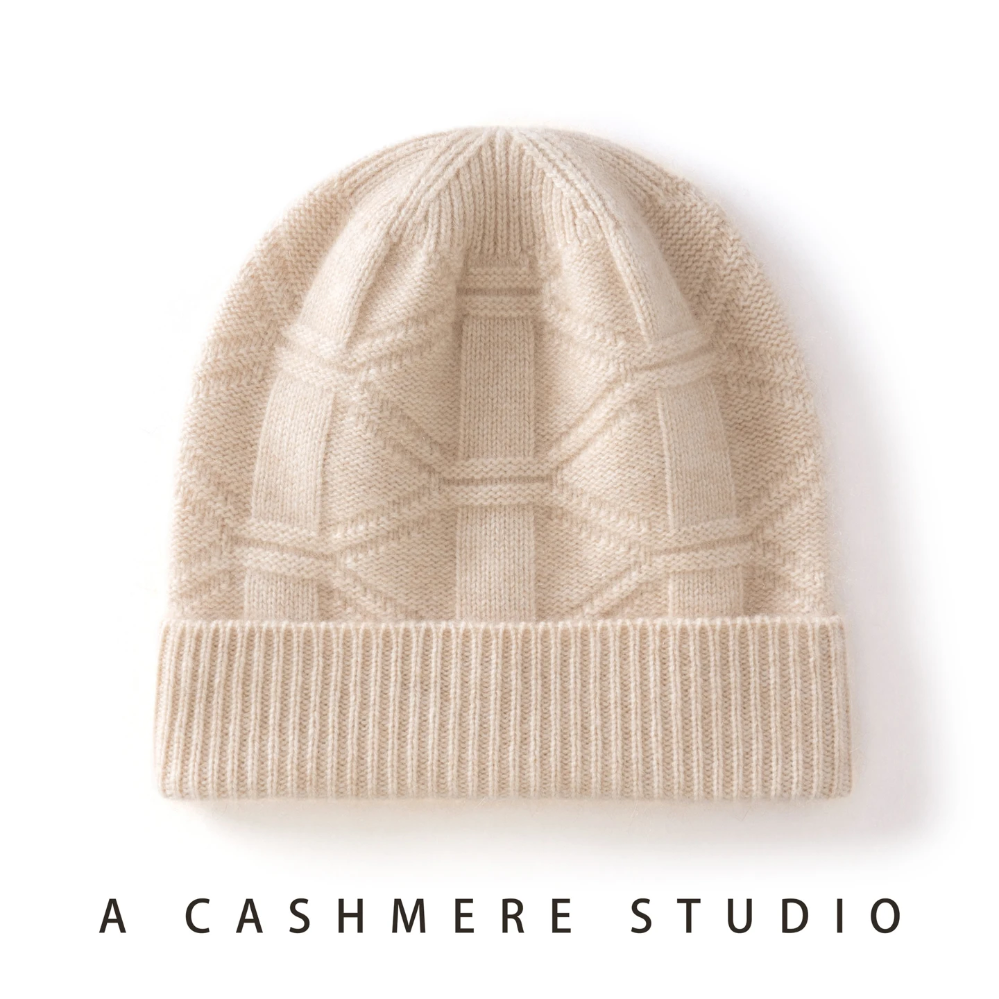 

Autumn and Winter 100% Cashmere Hat Thickened Warm Wool Hat Knitted Casual Ear Protection Hat Versatile Baotou Hat Cold Hat