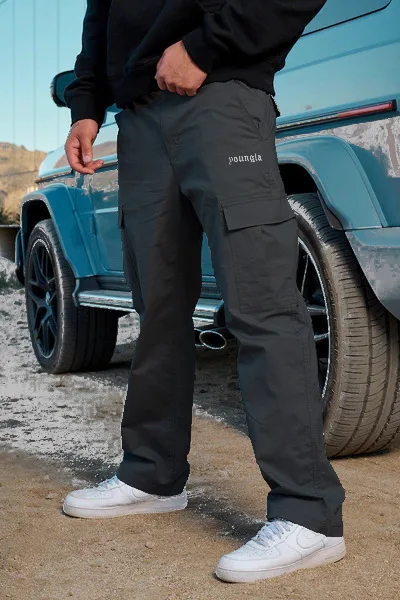 2024 neue Youngla Big Pocket Overalls Hose Herren Herbst Nähte einfarbige Freizeit sport lose gerade Hosen