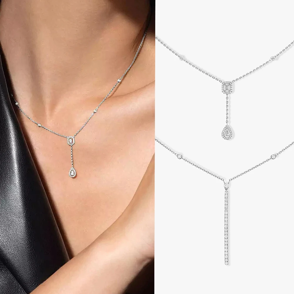 French luxury S925 sterling silver necklace, classic MOVE series, women's diamond necklace, high-quality holiday gift