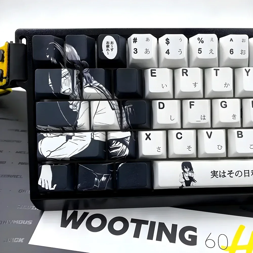 106 Keys, Anime Resser Themed Japanese Keycaps PBT Cherry Contour for Cherry MX 61 68 86 Mega Lion Wooting Mechanical Keyboard