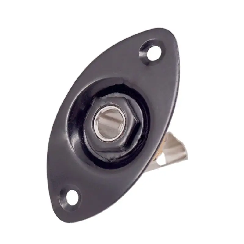 Oval Indented Guitar Jack Plate30 BK Oval Indented Guitar Jack Plate & Socket Black High Quality, 1 Pack