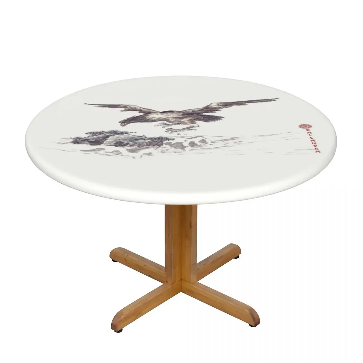 Round Waterproof Oil-Proof Flying Eagle Tablecloth Backed Elastic Edge Table Cover 45