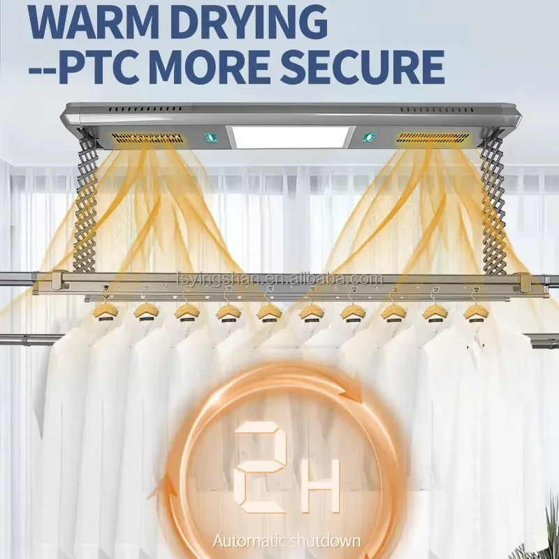 Modern Boutique Aluminum Foldable Heating Multifunctional Smart Voice Control Wall-Mounted Ceiling Dryer Balcony