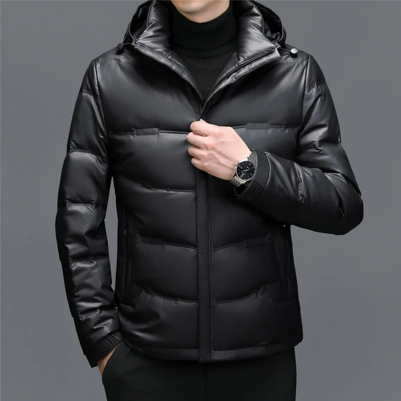 

Men's Casual Hooded Down Jacket, Short Style, Thickened Duck Down Jacket, Middle-aged Men's Down Jacket