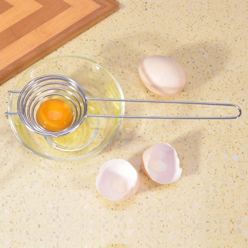 1PC Spiral 304 Stainless Steel Egg White Separator Egg Yolk Remover Divider with Long Handle Kitchen Tool