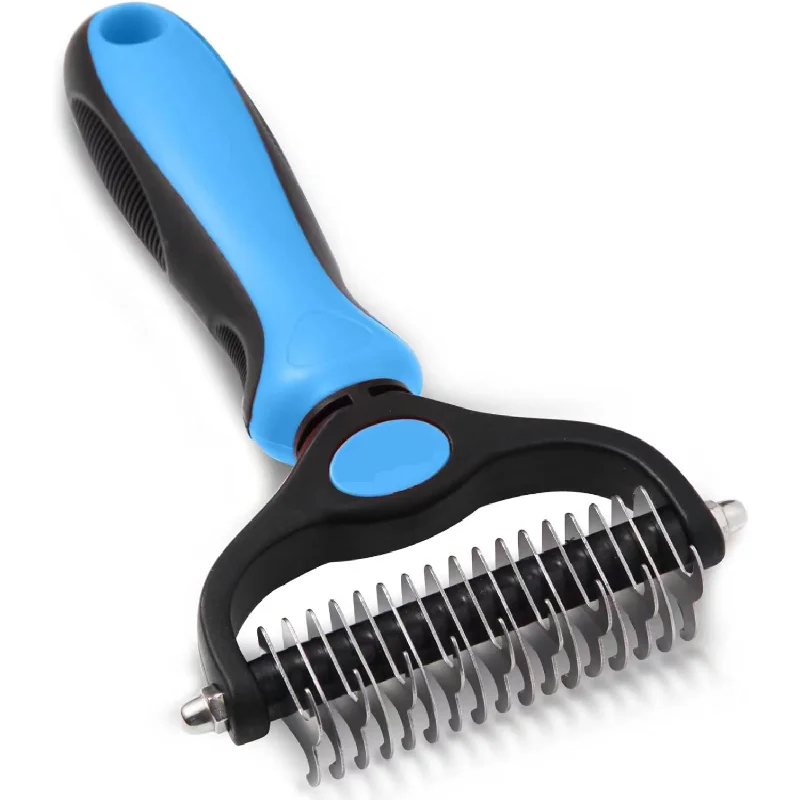 

Pet Grooming Tool- 2 Sided Undercoat Rake for Dogs &Cats-Safe and Effective Dematting Comb for Mats&Tangles Removing