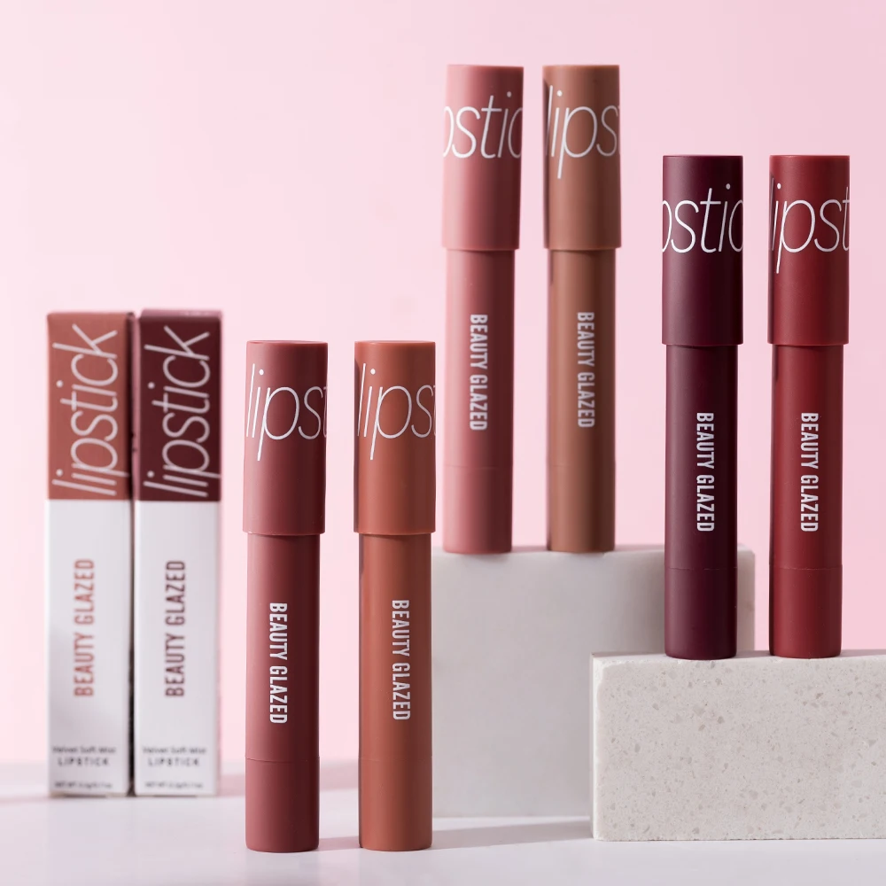 Beauty Glazed Matte ลิปสติกดินสอ 12 สี Velvet Lip Liner ปากกากันน้ํา Long Lasting Lip Balm LIPS แต่งหน้าผู้หญิงเครื่องสําอาง