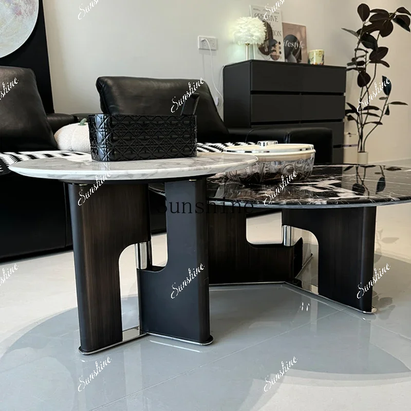 

Italian minimalist marble living room home modern minimalist design high-end round coffee table combination FT