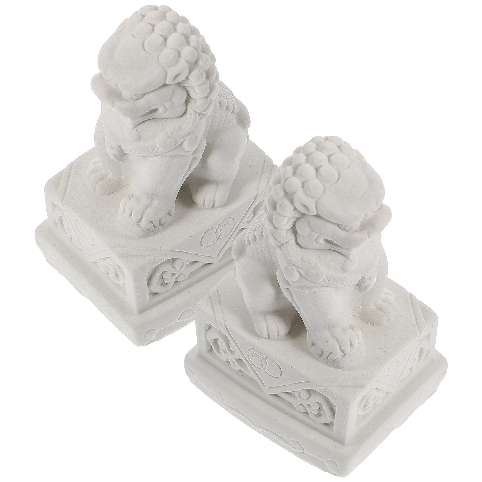 

2Pcs Cement Lion Statue Mini Desktop Garden Ornament Aquarium Stone Lion Decoration Office Table Decor Tabletop Adorns