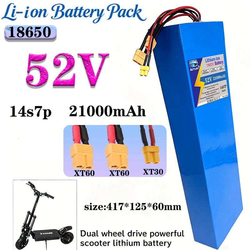 

2026 new 52V 14S7P 21000mAh 18650 lithium battery pack with built-in BMS moped battery suitable for power-assisted travel tools