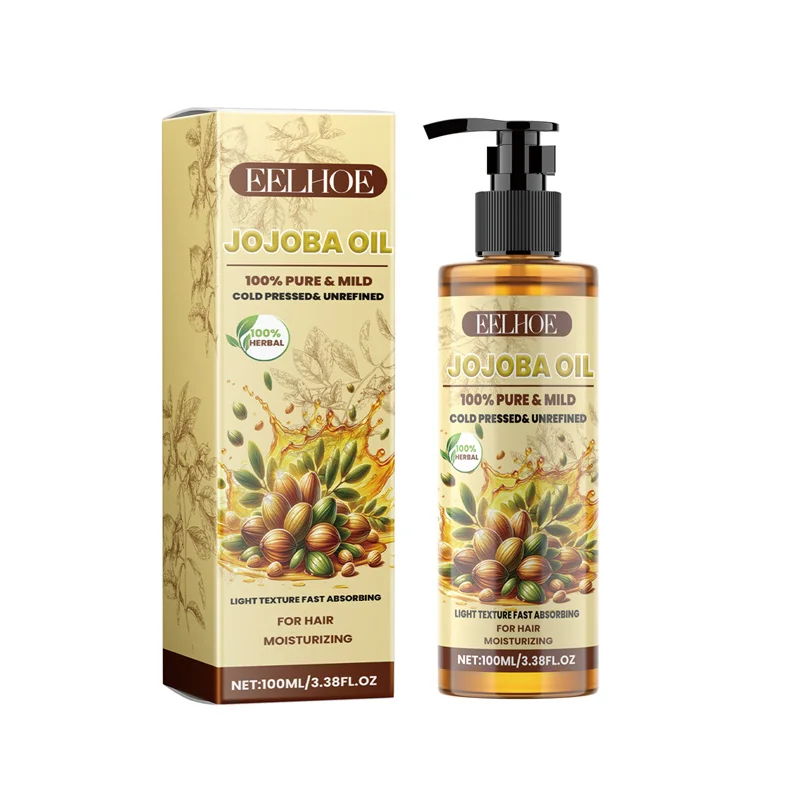 100% PURE Jojoba Oil Conditioner Mild HairSerum Smoothing Soften Repair Frizz Damaged Hair Anti-Dandruff Scalp Treatment Product