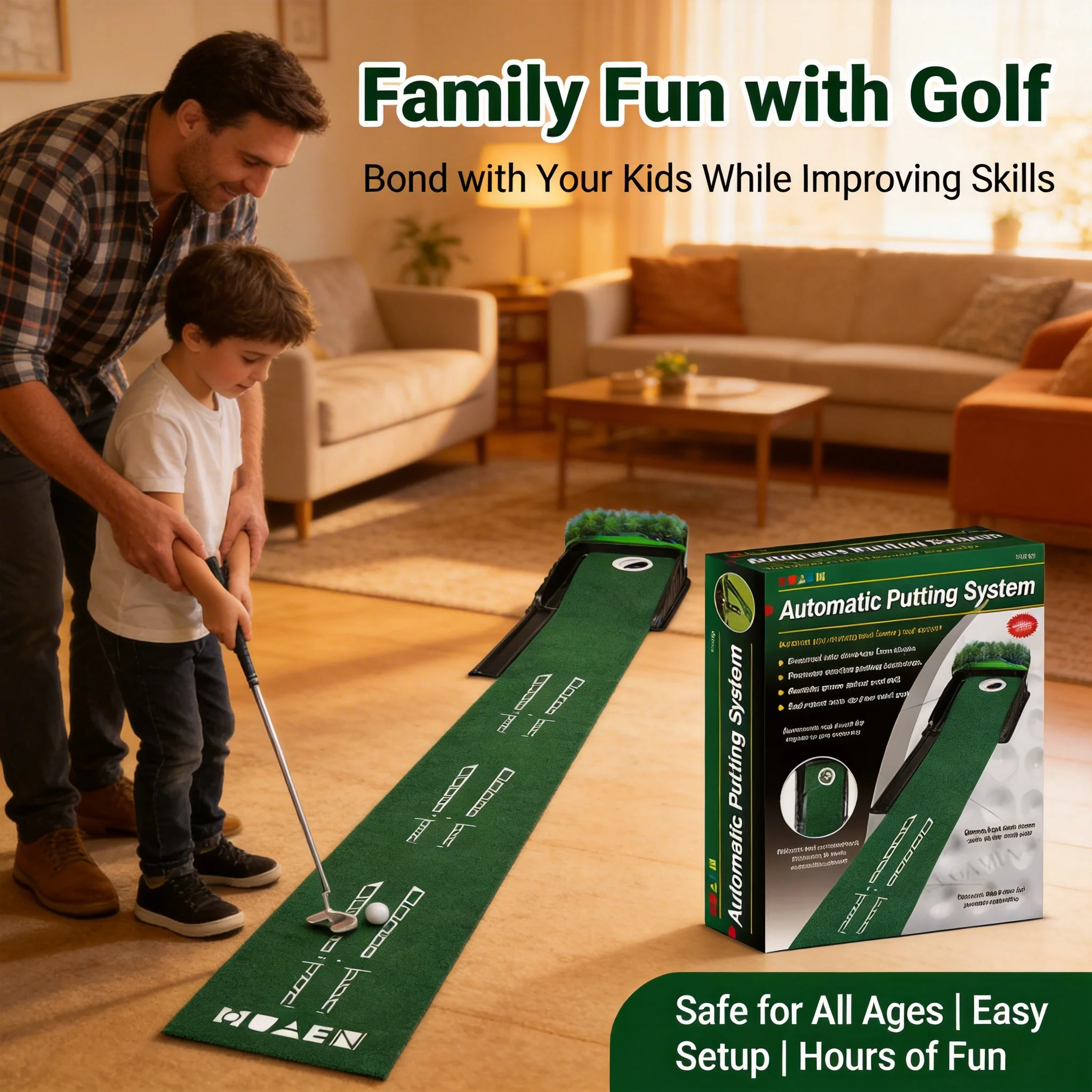 

Portable Mini Golf Green Putter Mat Golf Putting Green Trainer Mat Portable Indoor and Outdoor Golf Practitioner For Home Office