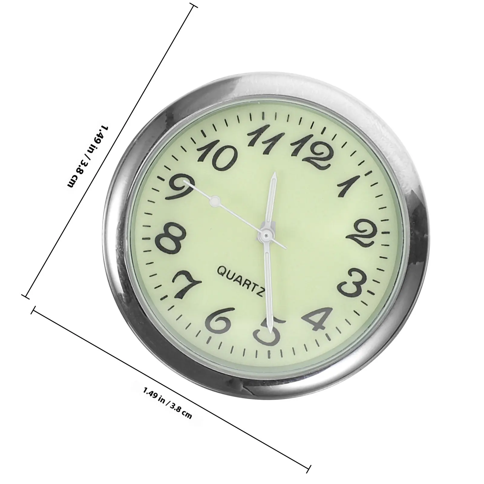 Luminous Quartz Car Clock for Dashboard Stick on Mini Round Automotive Clock Small Compact Timepiece with Glow in Dark Face Easy
