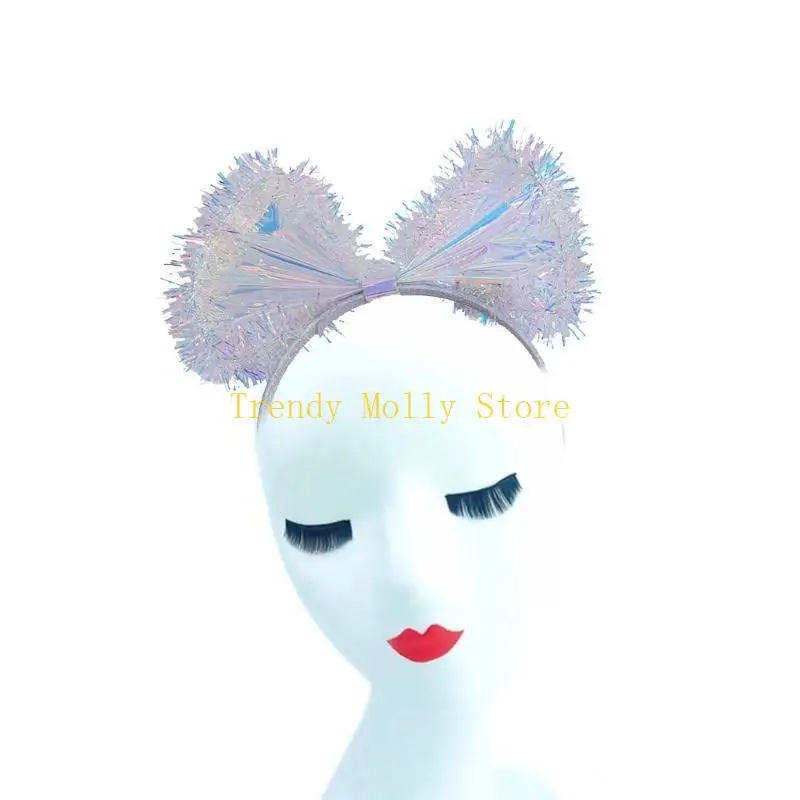 

N5KB Colorful Film Bowknot Headband Festival Celebration Party Adult Teens Headband