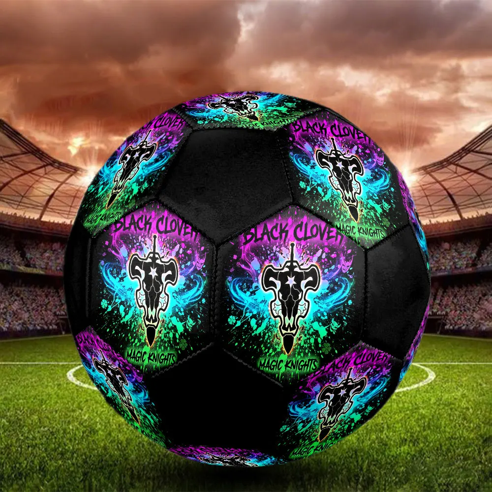 1PC Black Clover Football Soccer Ball Size 5 Game Ball Colorful Team Training Birthday Gift -HE10