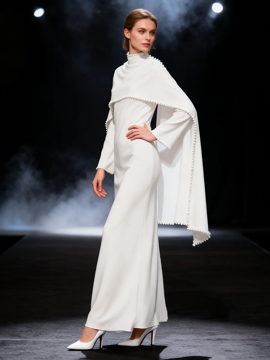 

Высококачественное женское платье с завышенной талией, свободного кроя, длиной до колена, с длинными рукавами-колокол, однотонное, весна-осень