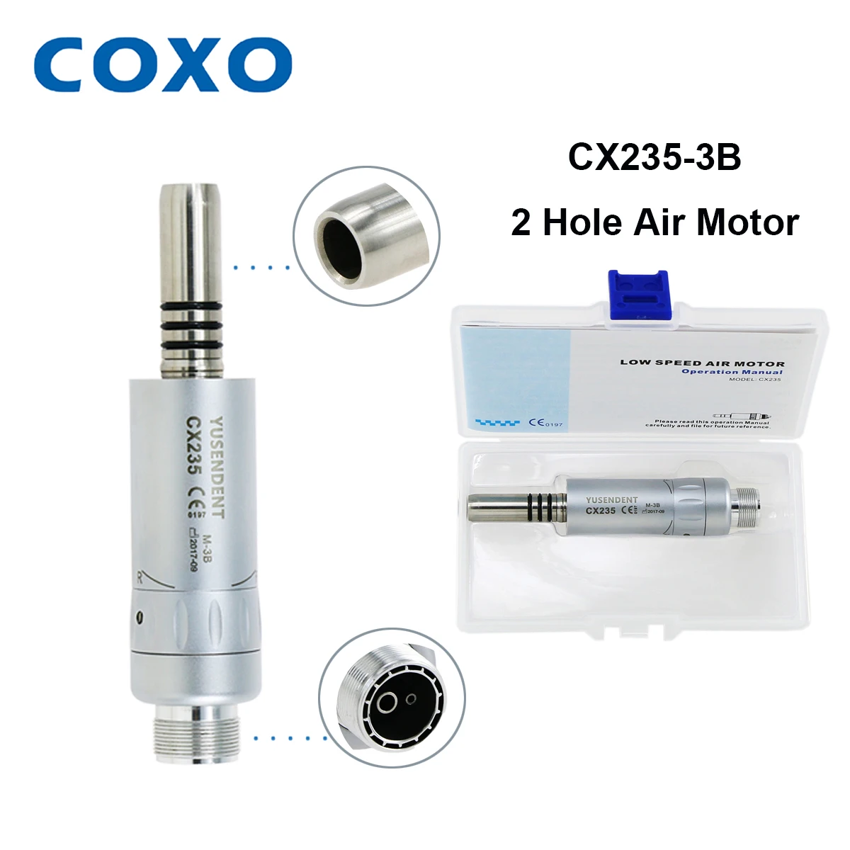 COXO Dental LED Fiber Optic Air Motor For Low Speed Handpiece Internal Water Spray 2/4/6 Holes E Type Fit NSK KAVO Dental Tools