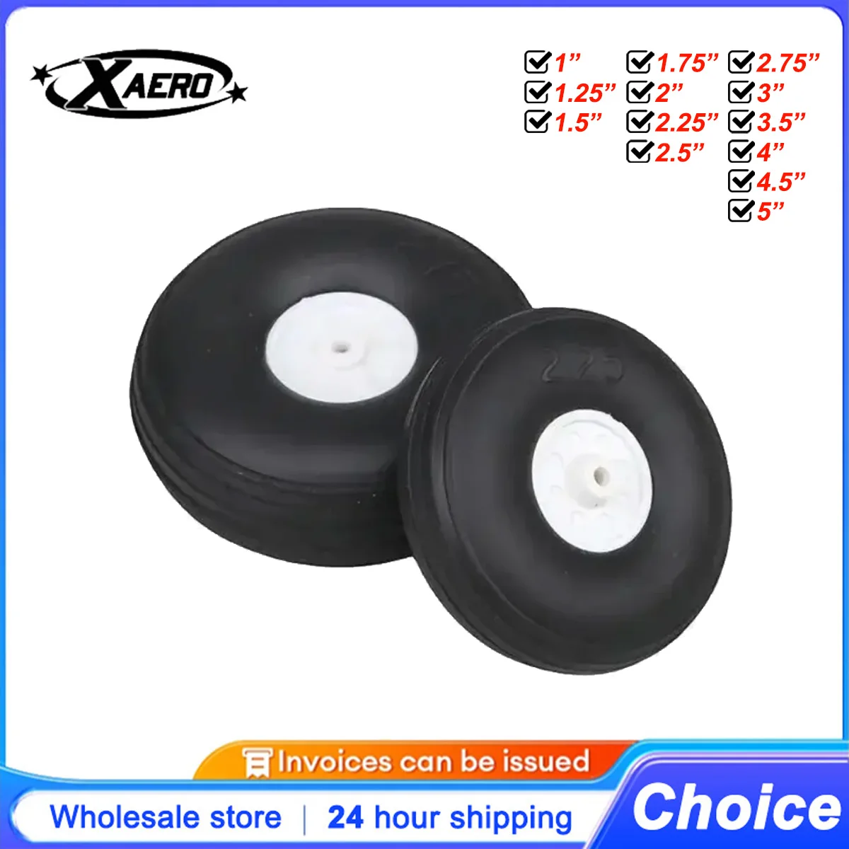 

25-125mm PU Wheels for RC Airplane Landing Gear with Steering Function & Shock Absorption