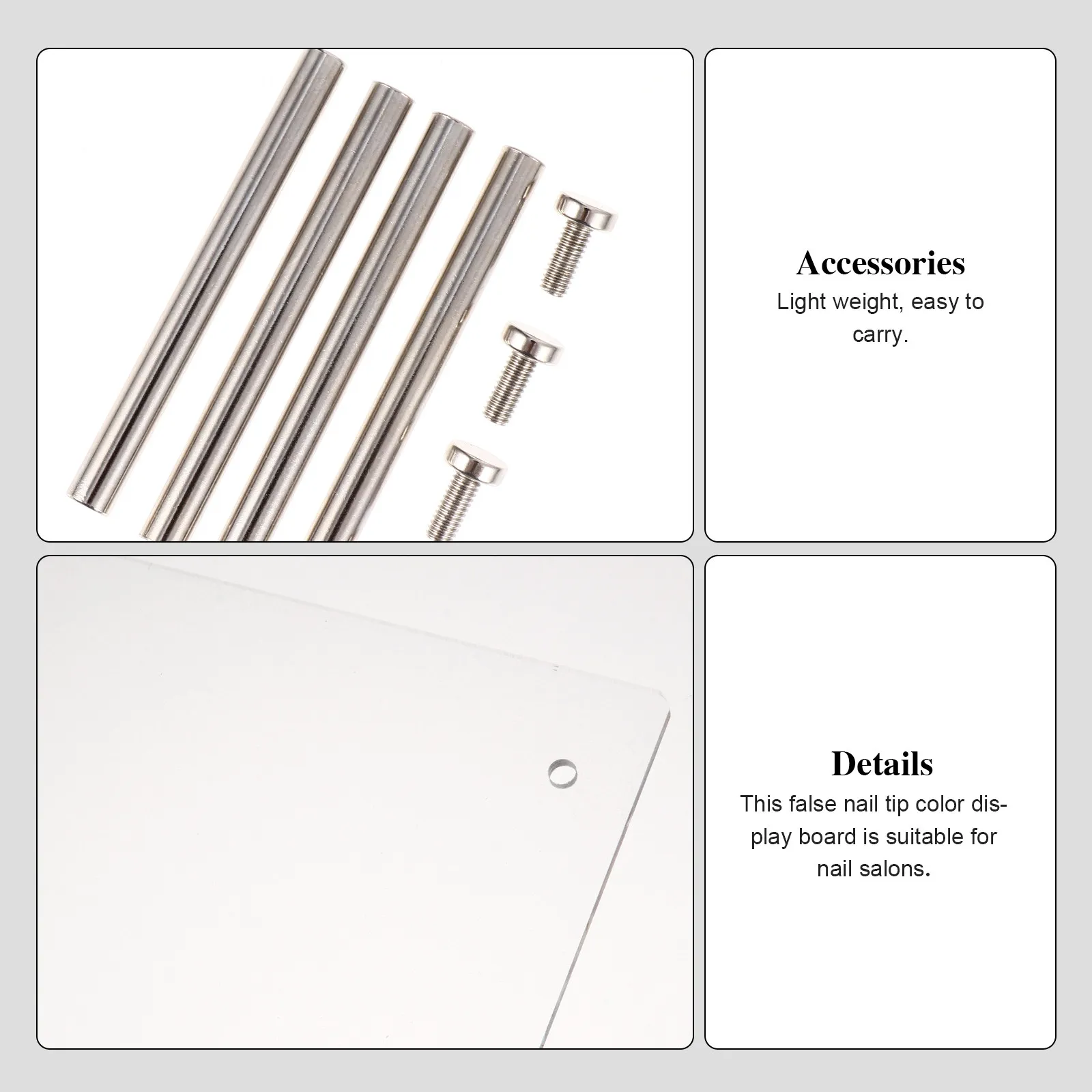 

2Pcs Nail Sample Display Board Acrylic Nail Art Practice Board for Manicure Salon Color Testing Lightweight Unbreakable