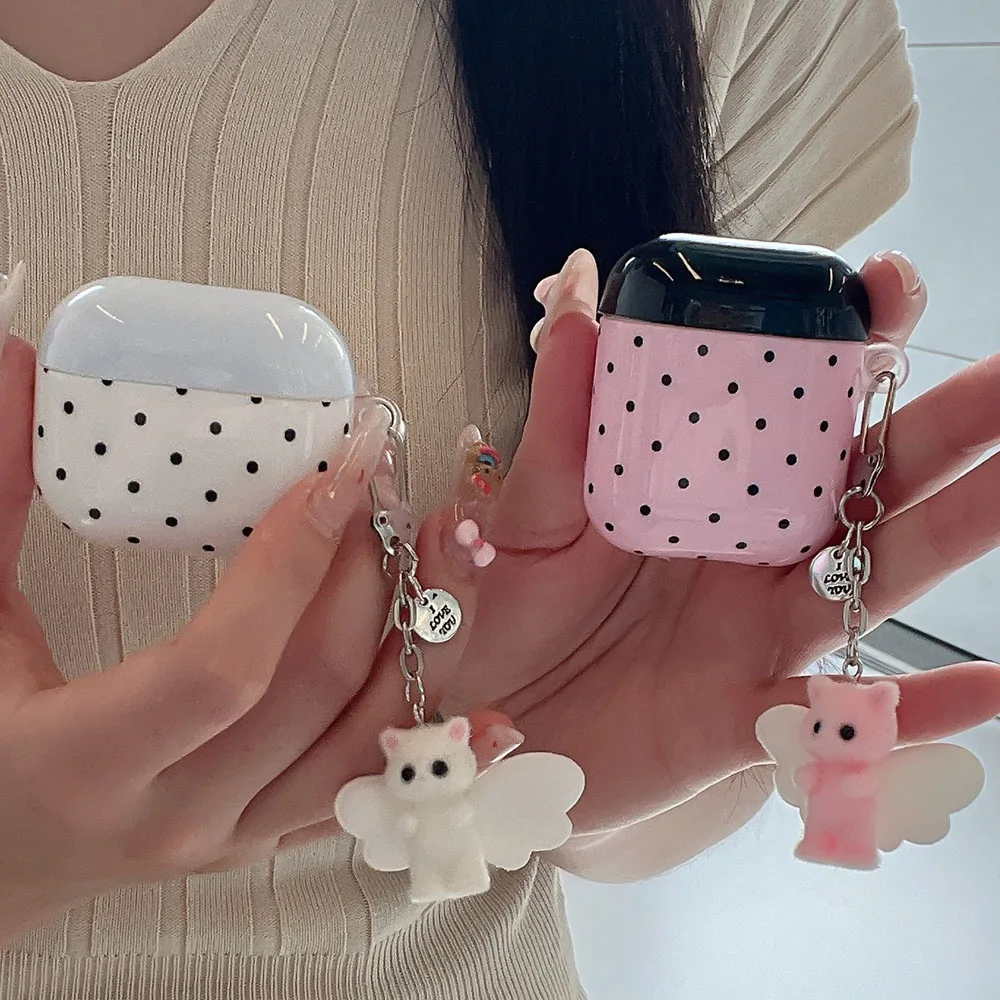 حافظة لأجهزة AirPods3 AirPods4 غطاء منقط بألوان لـ Apple AirPods Pro 1 2 Pro2 حافظة سماعة أذن لاسلكية مع سلسلة مفاتيح