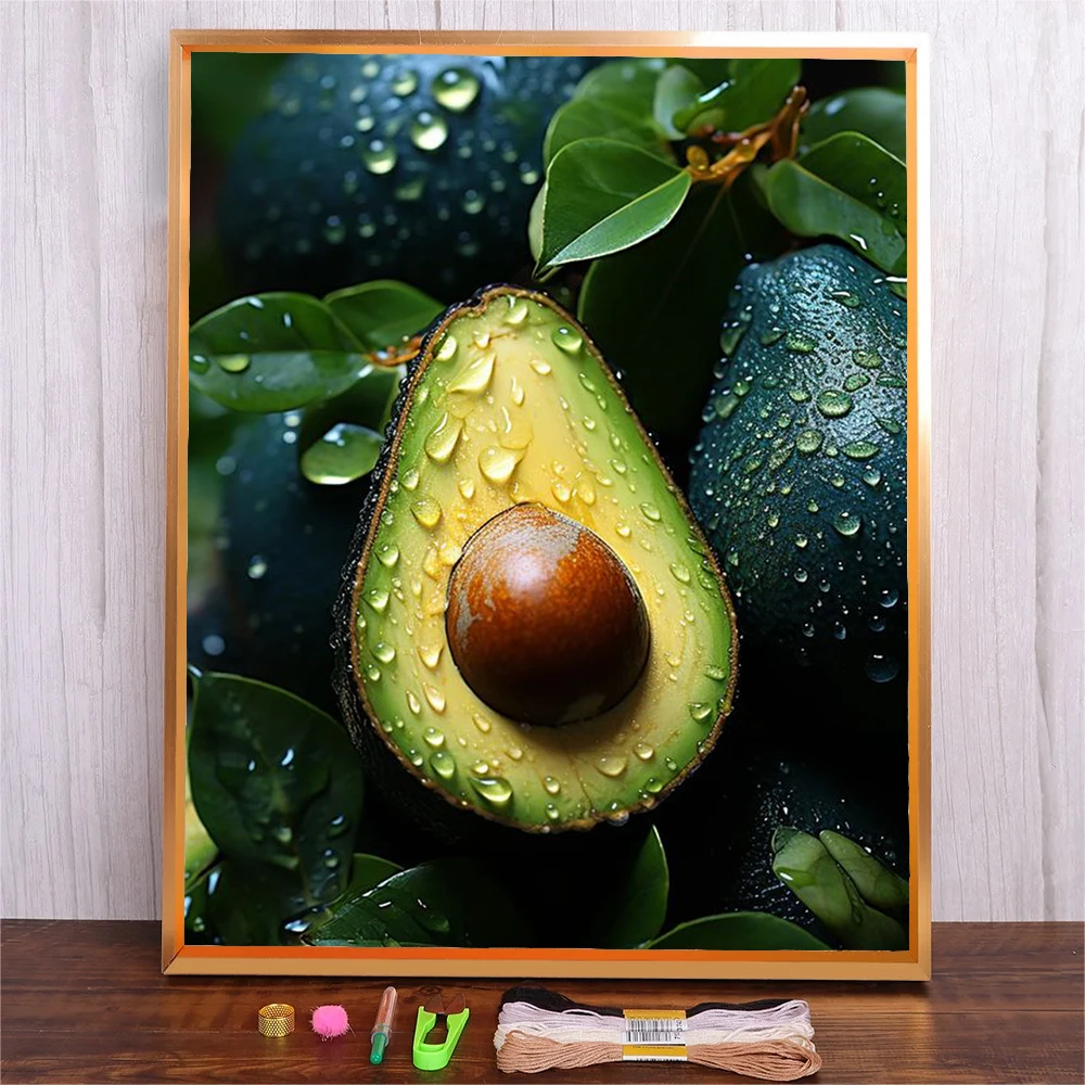 

Full Embroidery Eco-cotton Thread 11CT Printed Avocado Cross Stitch Kit Art Printing Cross Stitch For Decoration Handmade Gift