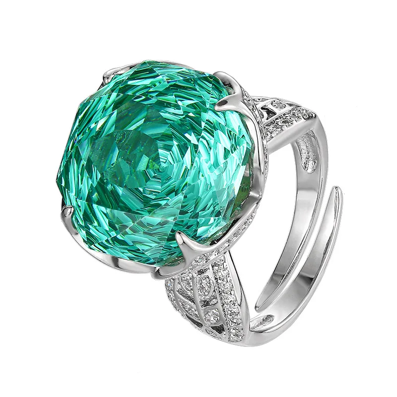 قابل للتعديل روز قطع الدائري متعدد الألوان الوردي الأرجواني مكعب زركونيا بيان خاتم خمر الأزهار تصميم الأزياء والمجوهرات للنساء #6