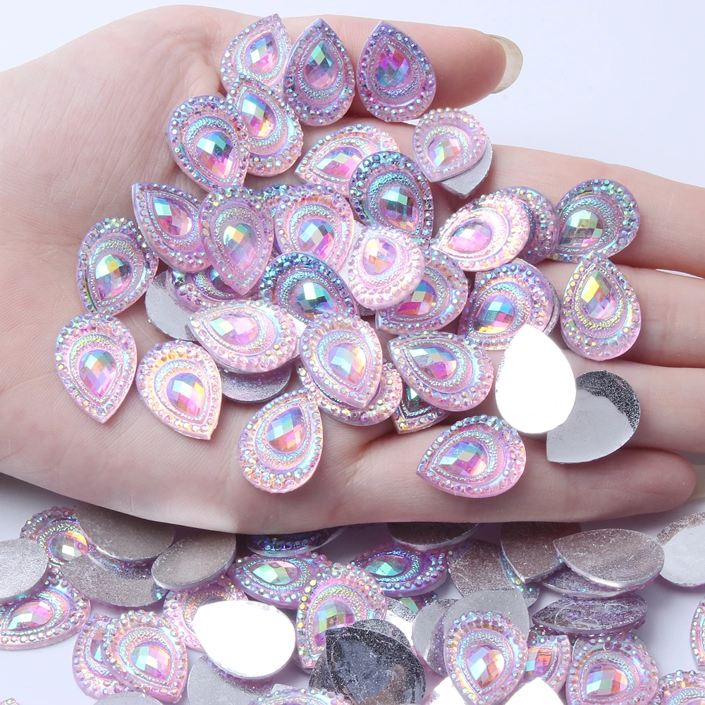 

New 13*18mm Big Strass About 500PCS Drop Shape Resin Gems Flat Back For Crafts Scrapbooking DIY Clothes Shoes Dec.