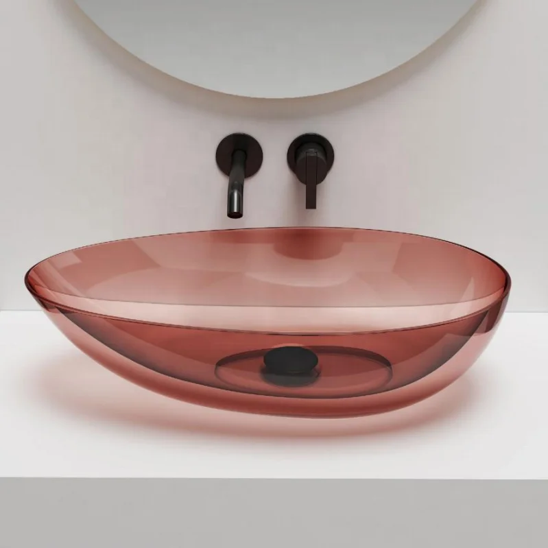 

Современная раковина для ванной комнаты с краном, выполненным в цвете океанского синего кристалла, и водопадным смесителем для отелей