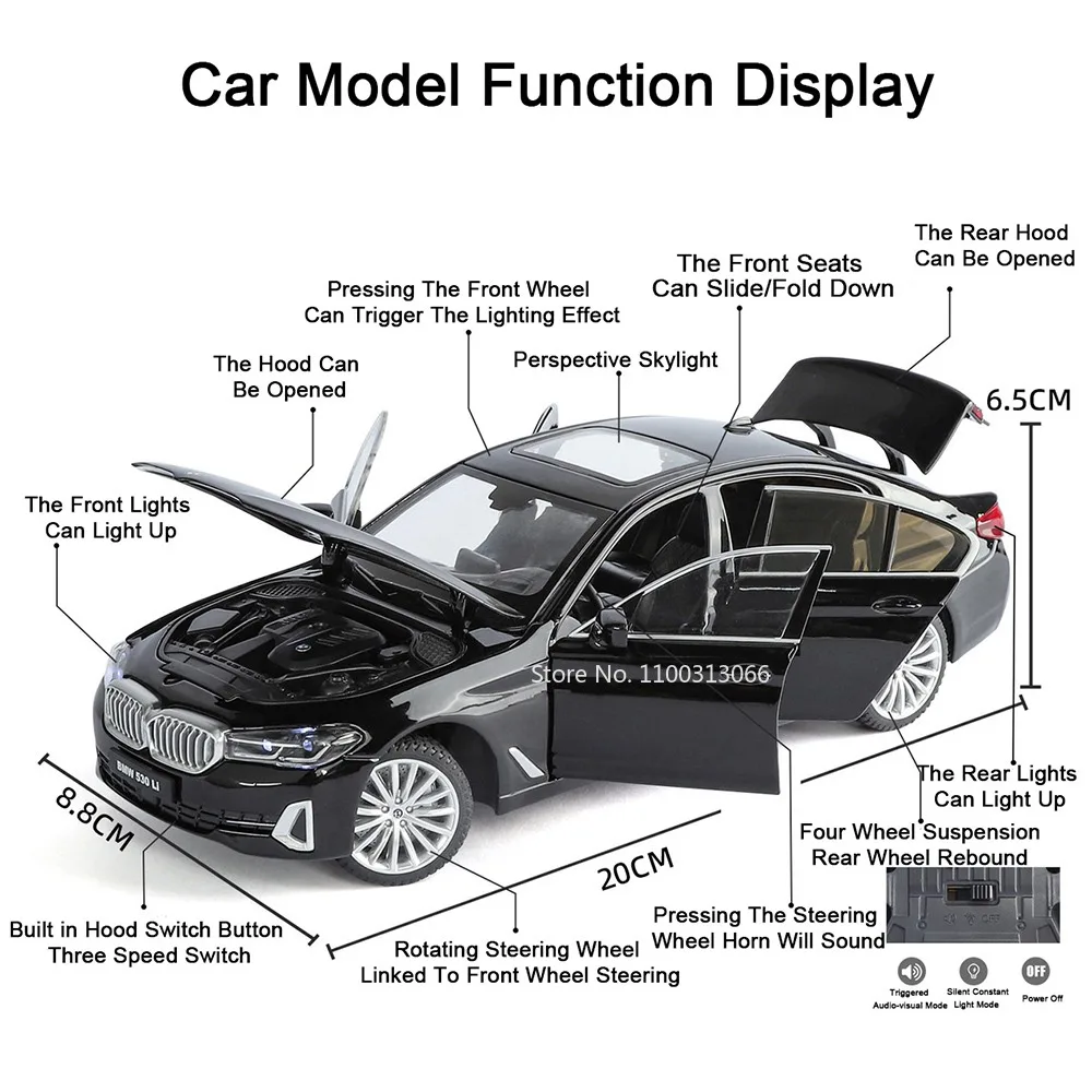 1:24 5 séries 530li m4 modelo de brinquedos carros liga diecast roda puxar para trás portas de carro em miniatura veículo aberto presentes perfeitos para crianças