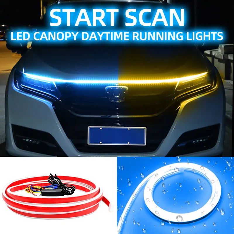 

150cm 180cm LED Car Hood Light Drl Daytime Running Light Universal Lamps Ambient Lights For Car Turn Signal yellow lamps 12v