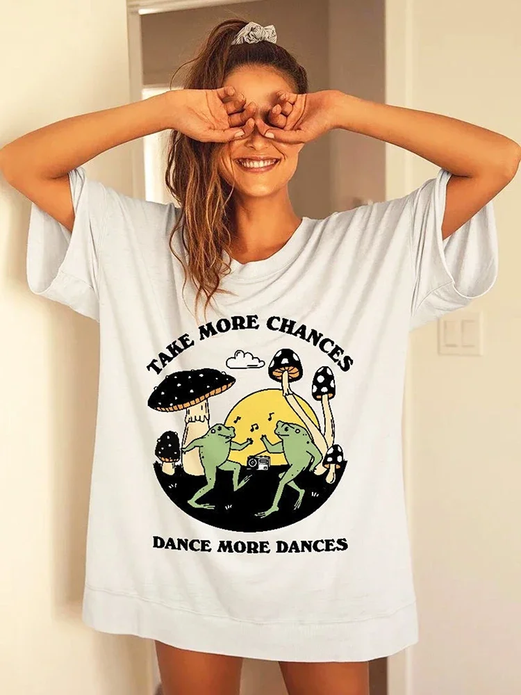 

Take More Chances Dance More Dances Womans Cotton Tee Clothing Vintage Creativity Short Sleeve Casual Crewneck Women T-Shirts