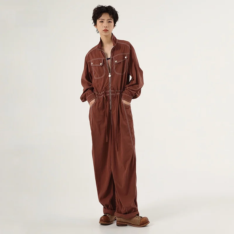 

White Eye Original Design Fall Winter New Women's One-Piece Straight Leg Pants Slimming Tall Effect High Waist Overalls