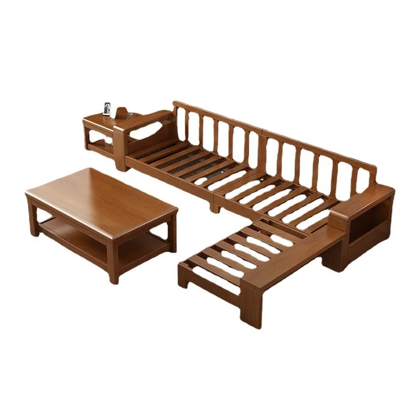

Chinese solid wood sofa combination size apartment living room multi-functional sofa