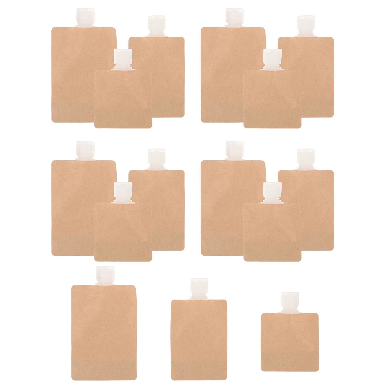 15 pçs 30ml 50ml 100ml sacos de loção de viagem gravável papel kraft bico superior portátil recipientes de embalagem de produtos de higiene pessoal