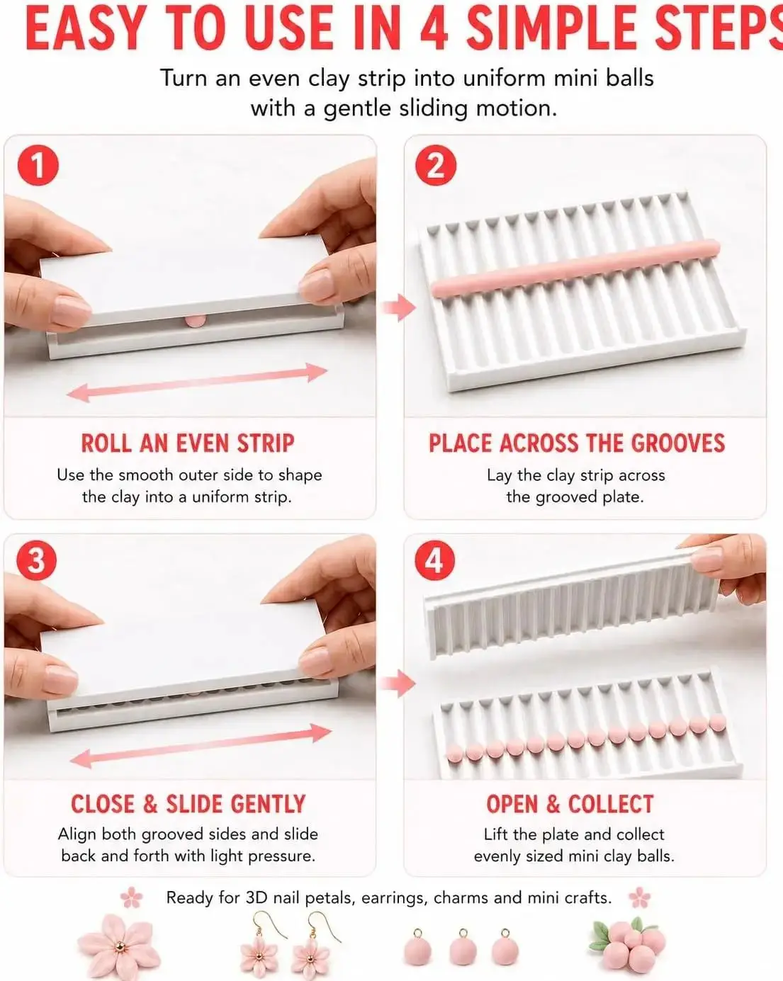 4PCS 3D Print Clay Gel Ball Maker Tool, Nail Art Bead Roller for 3D Gel Flowers | Polymer Clay Roller 2mm 3mm 4mm 5mm view 6