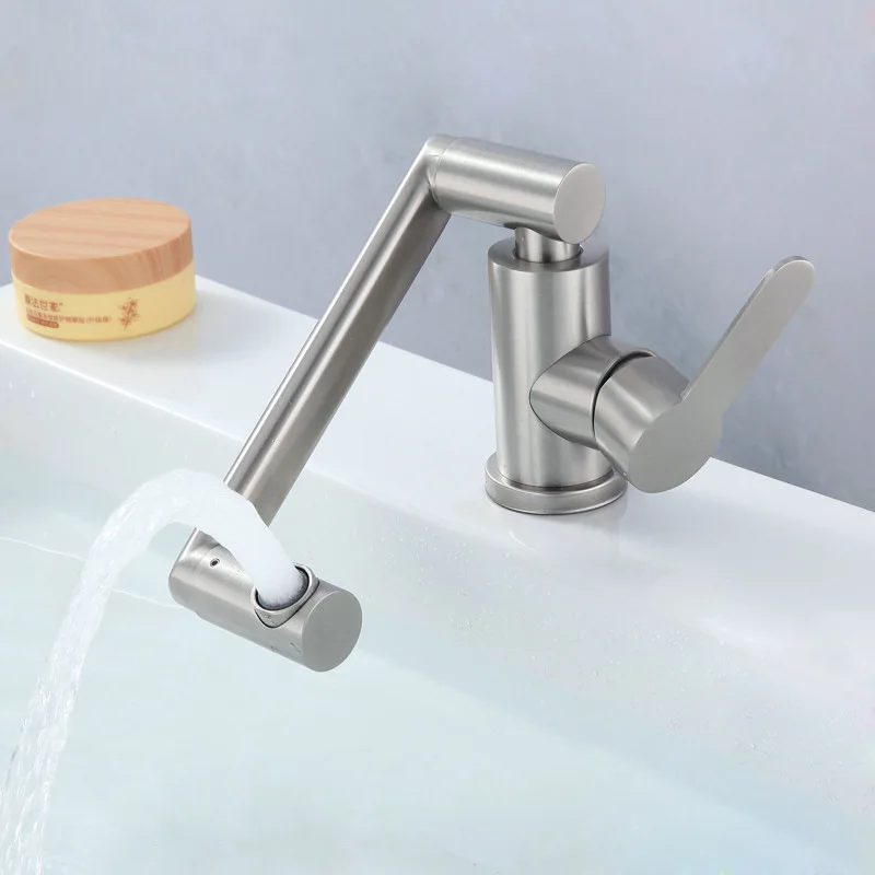 304 Stainless Steel Robot Washbasin Faucet Household Washbasin Washing Valve Core Washbasin Basin Basin Hot and Cold Faucet