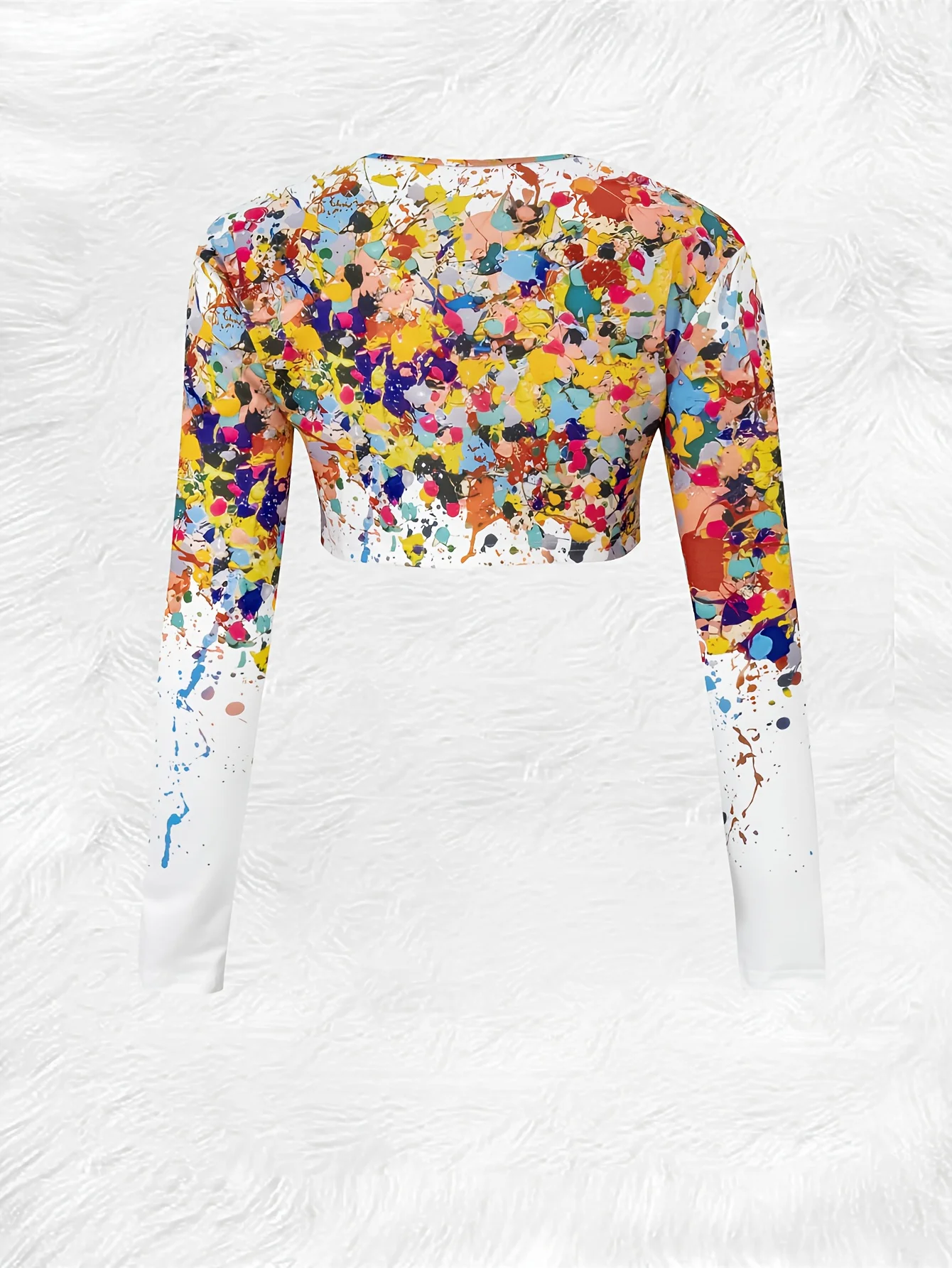 Printed Design Casual Style Colorful Paint Splatter Print Design Women's Cardigan