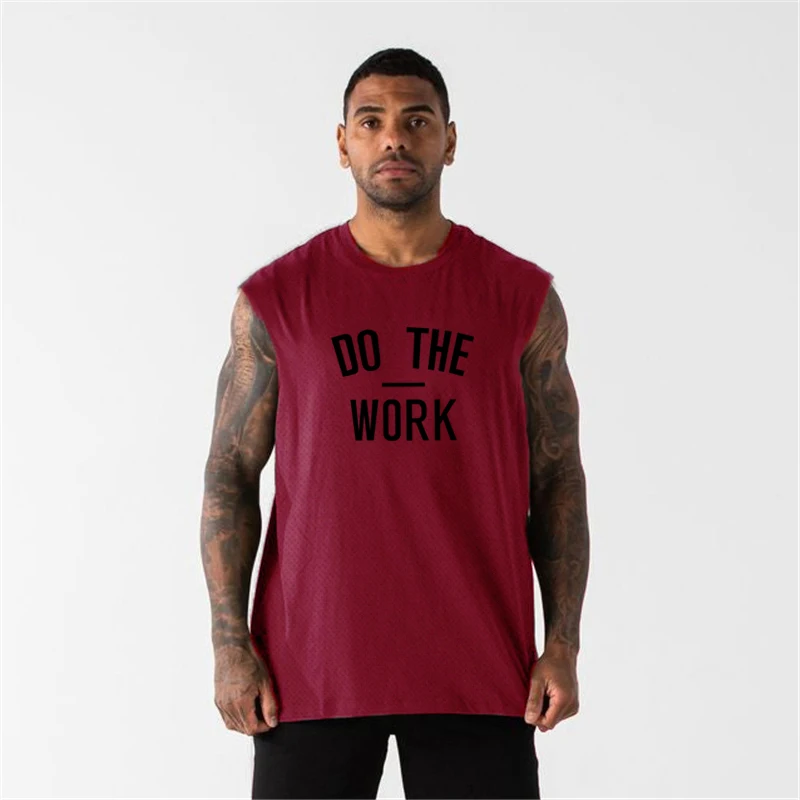 DO The Work Printed Fitness Bodybuilding Muscle Tank Top Sports Sleeveless Tshirt Professional Training Men mesh Vests