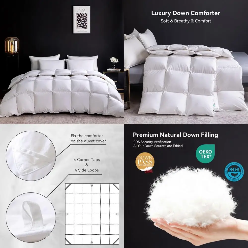 

Одеяло из пухового волокна King Size из гусиных перьев — всесезонная роскошная пододеяльник из 100% органического хлопка с дизайном перегородки