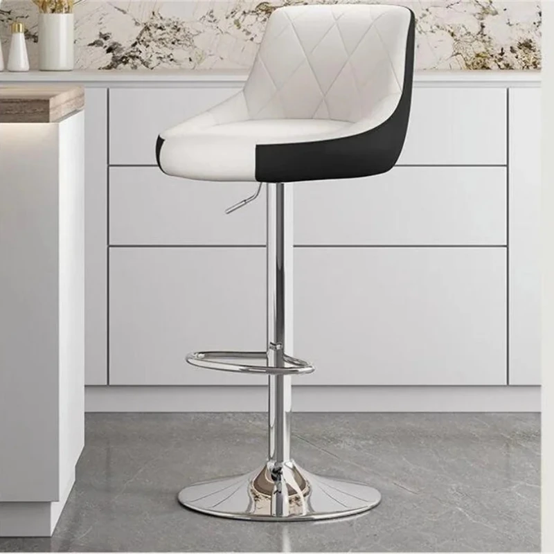 

Bar Chair Adjustable High Bar Swivel Chair Modern Seat Stool Front Desk Riser Fashion Backrest Style Metal Legs Furniture